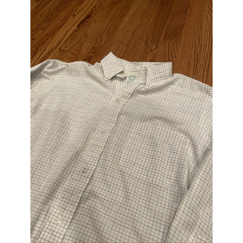Brooks Brothers Makers Men's Brooksweave White Check Plaid Shirt USA Sz 15.5 - 2